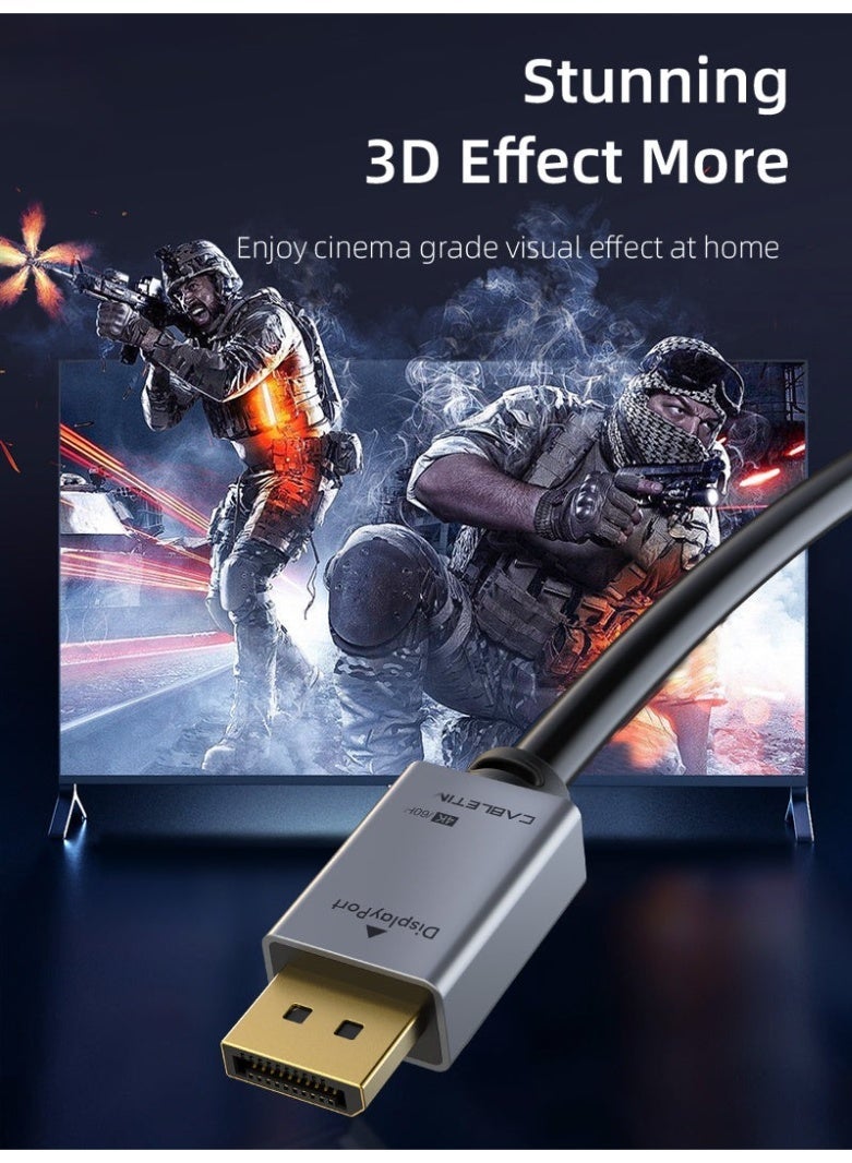 CABLETIME DISPLAYPORT TO DISPLAYPORT 1.2 CABLE 4K 60HZ UHD DP MALE TO MALE CORD – HIGH SPEED GOLD PLATED, AUDIO & VIDEO SUPPORT FOR PC LAPTOP MONITOR TV PROJECTOR - Image 5